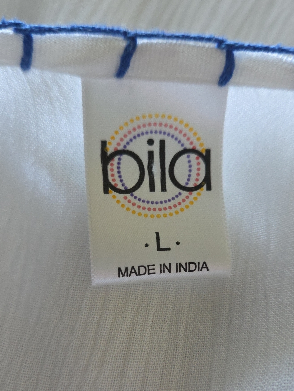 Bila White Lightweight  Tunic with Blue Embroidered/beaded V-Neck - Picture 4 of 7